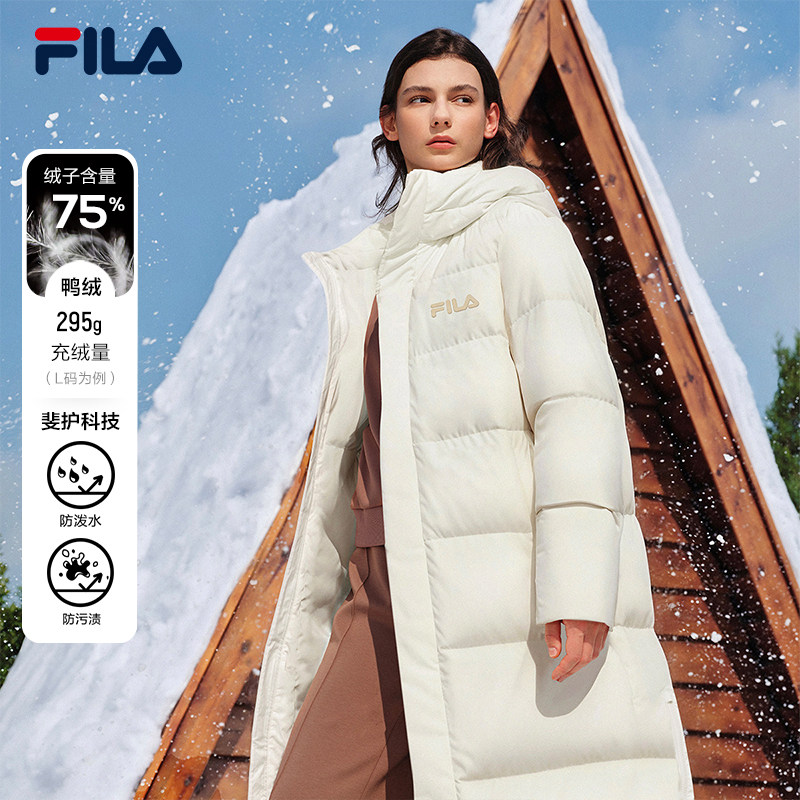 FILA斐乐情侣长款羽绒服女2025冬新款保暖防寒连帽双头拉链外套男,运动服/休闲服装,运动羽绒服,淘宝优惠券,粉丝福利购,淘宝优惠卷