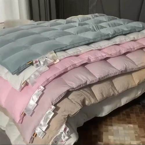新品纯棉大提花双层95%羽绒被全棉鹅绒被优质吊吊羽绒绒