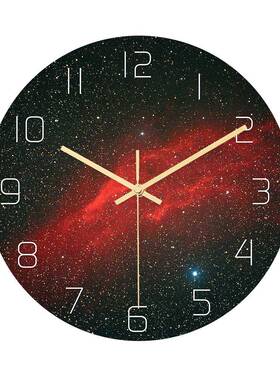 CC025红色星云挂钟亚克力静音机芯卧室客厅装饰时钟时空银河钟表