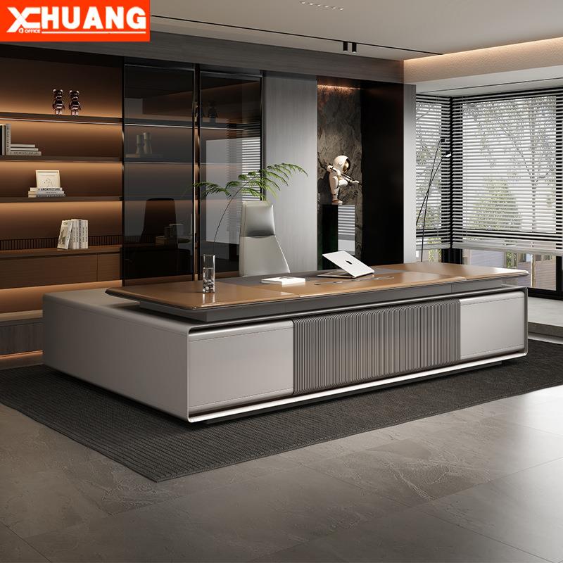 办公桌老板桌总裁董事长办公室电脑桌书桌大班台意式极简现代轻奢