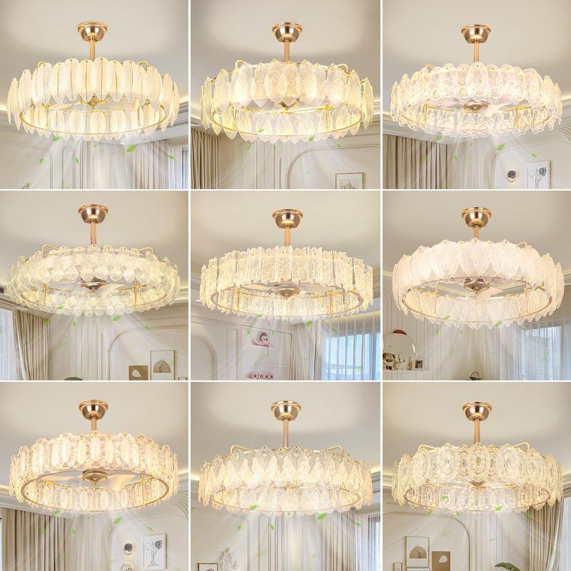 2025年新款轻奢水晶风扇灯家用客厅吊扇灯现代简约餐厅电风扇一体