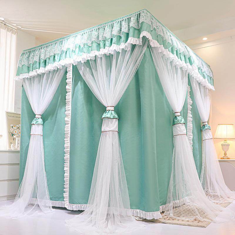 2025新款家用一体式床帘蚊帐加厚遮光帘三开门公主风落地床幔1.