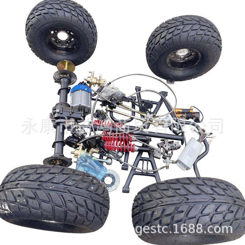 改装四轮电动卡丁车配件 龙头把悬挂摇臂电机差速后桥8寸公路铝轮