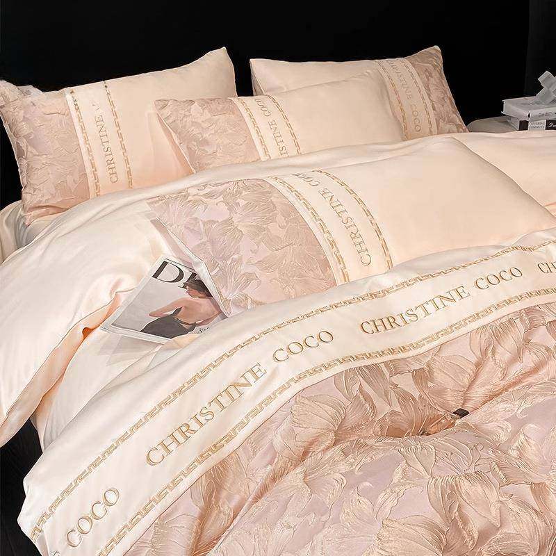 新款水洗冰丝提花四件套2025新款轻奢床单被套夏季天丝滑裸睡床品