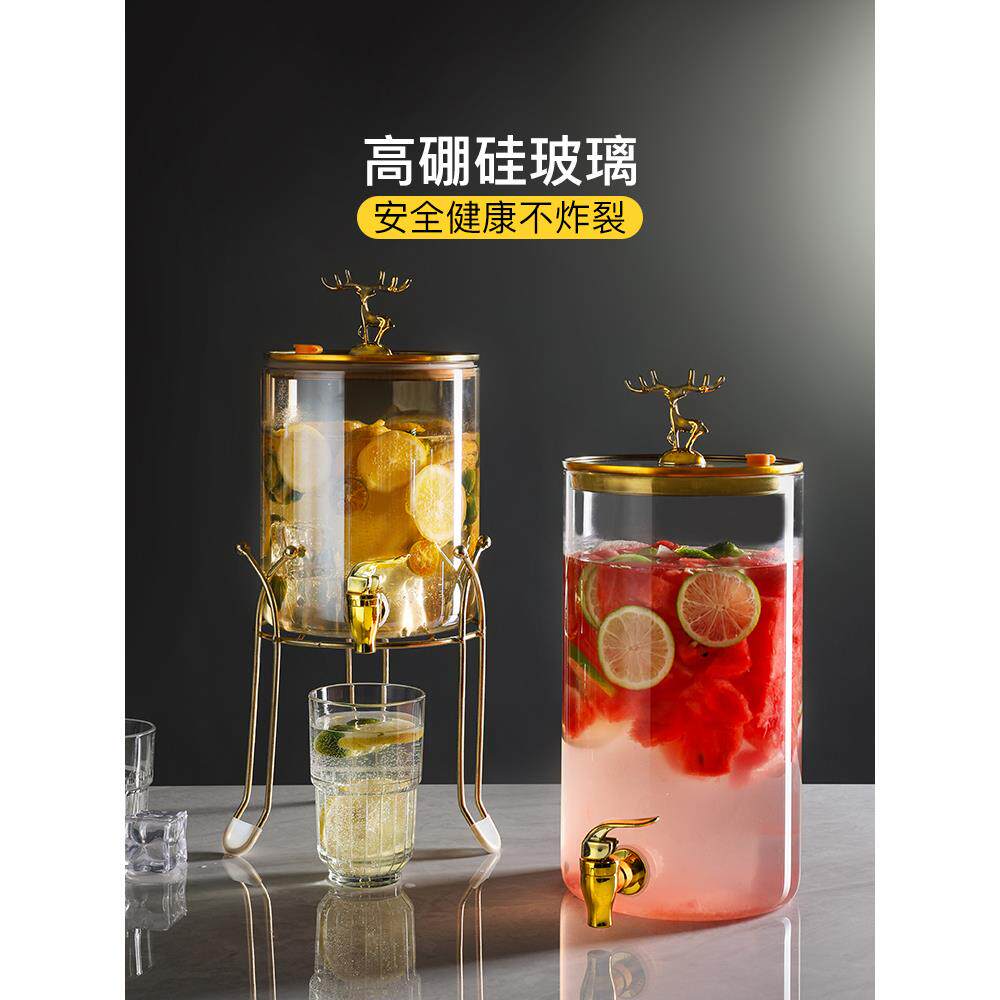 可乐桶容器耐高温玻璃冷水壶带龙头酒店商用自助果汁饮料水果茶桶
