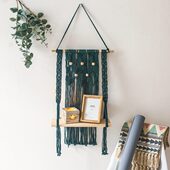 创意手工墙饰客厅北欧置物架民宿麻绳装 饰拍摄棉绳壁挂卧室编织件
