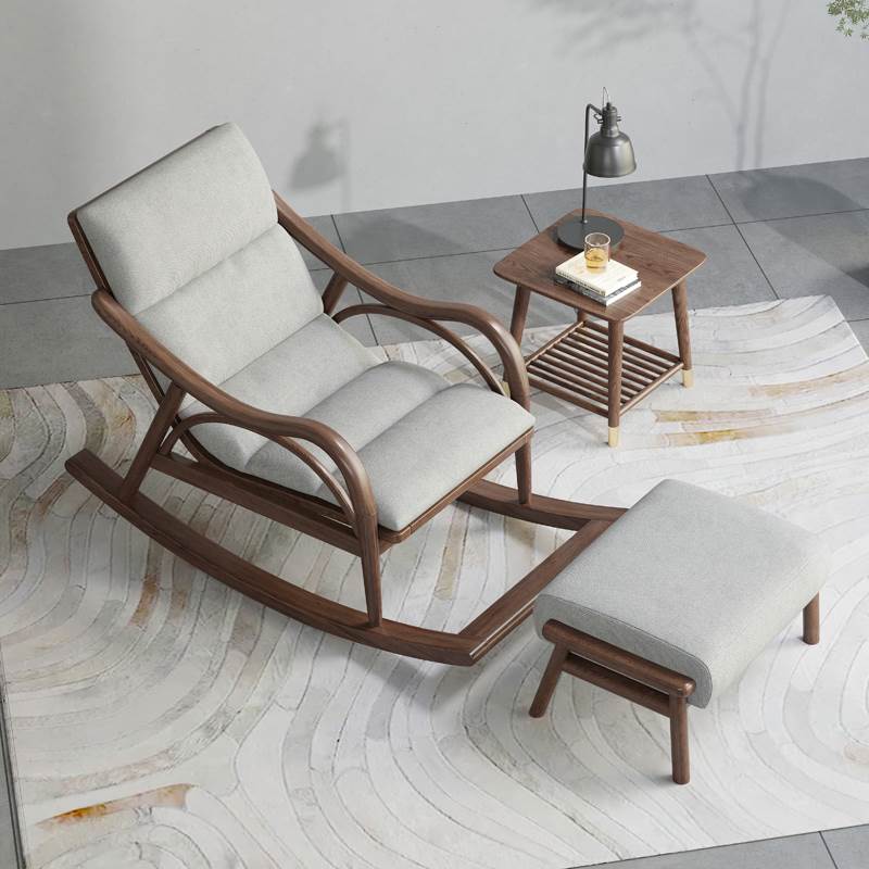 速发实木摇摇椅家用阳台休闲躺椅大人单人椅子懒人午睡Y椅北欧沙