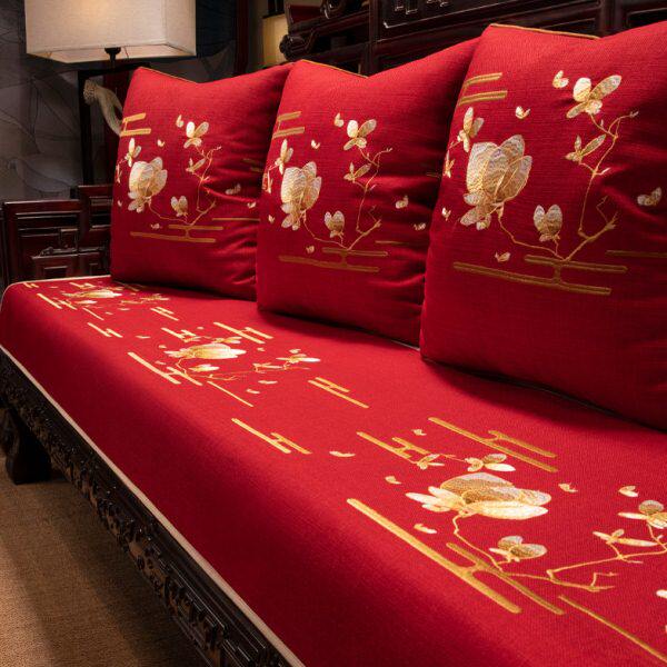 盖实木家具古典套罩新中式红木沙发巾巾罗汉床垫防滑棉麻定制全包