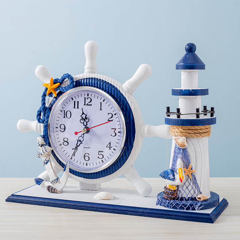 地中海钟表创意时钟n摆台摆放式桌面摆件客厅卧室静音家用台式座