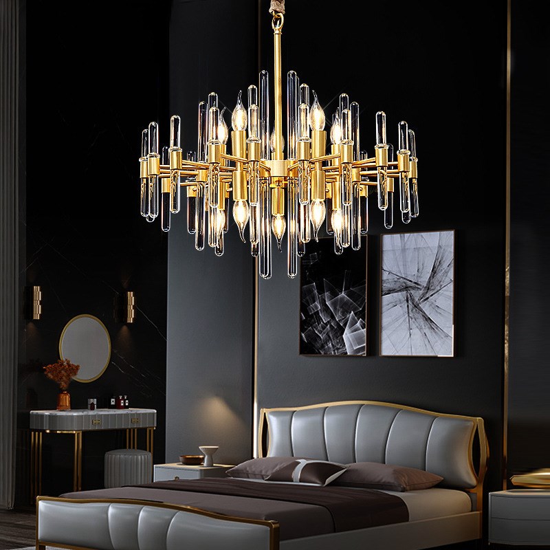 全铜后现代轻奢吊灯水晶客厅灯北C欧风格卧室简约家用餐厅灯具灯