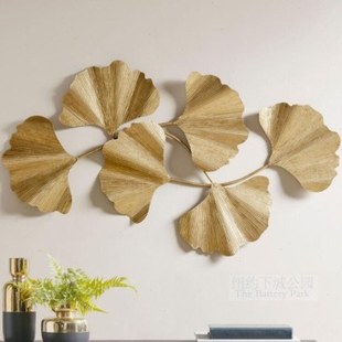 纽约下城公园进口钟灵毓秀香槟金优美银杏翩翩金属壁饰