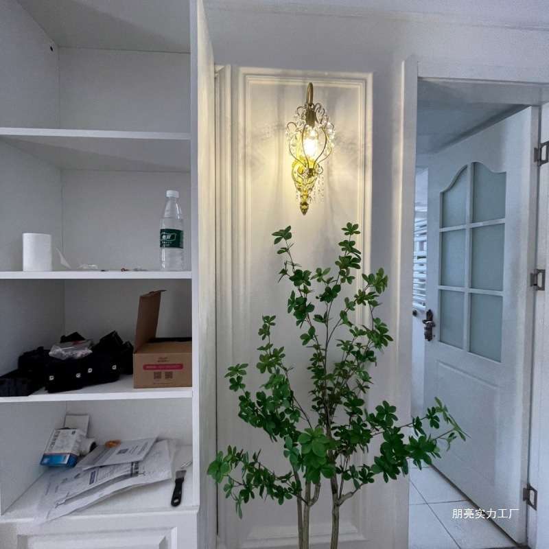法式水晶壁灯客厅床头镜前灯现代走廊过道灯卧室创意欧式美式灯