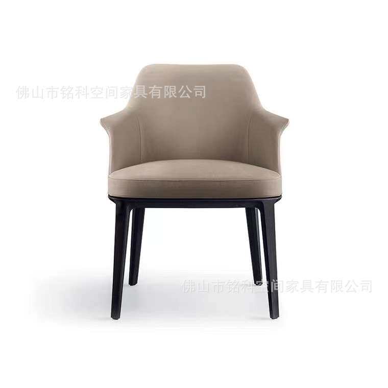 北欧实木皮艺椅家用餐椅现代简约洽谈椅咖啡厅靠背酒店售楼处椅子