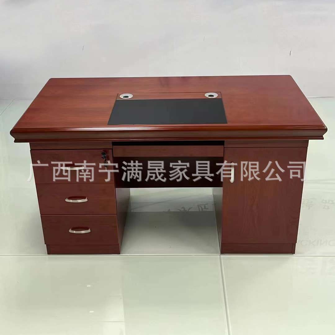 广西满晟办公桌职员电脑桌木皮油漆单人桌写字台教师桌带抽屉带锁