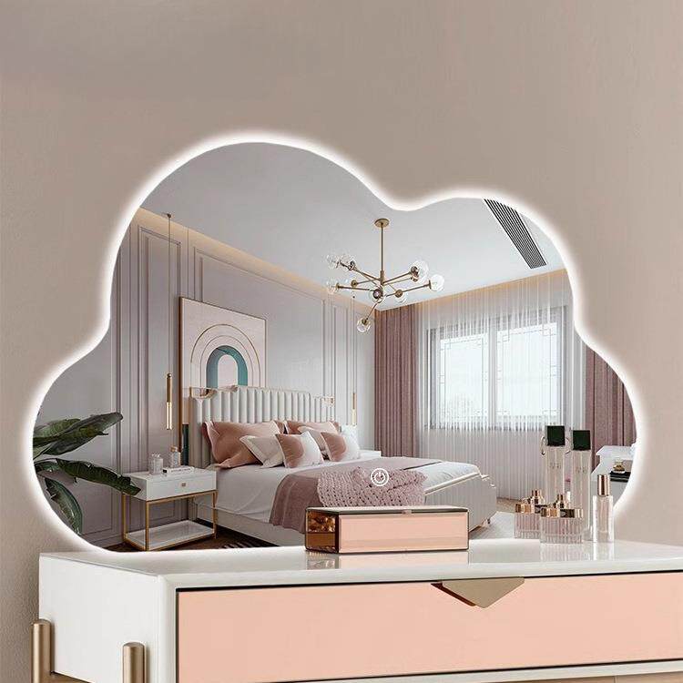 云朵化妆镜台式镜子轻奢高级主卧梳妆镜带灯化妆镜壁挂智能异形镜