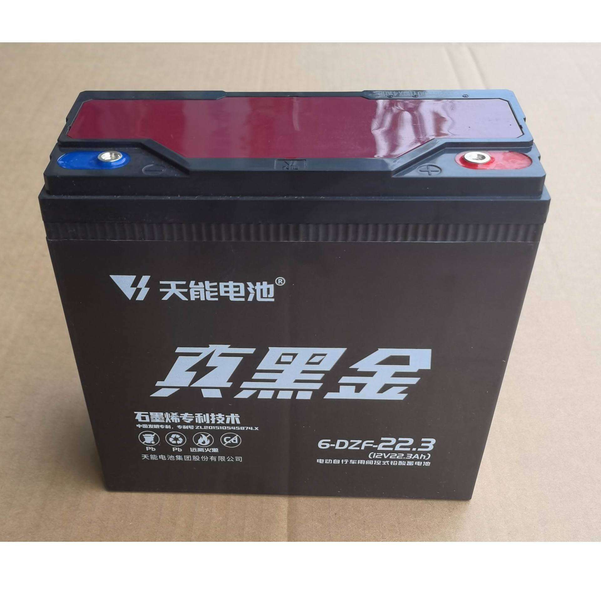 12V22.3Ah天能6-DZF-22.3石墨烯电池电动三轮车电瓶 黑金48V