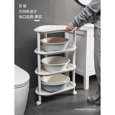 浴室置物架卫生间三角架脸盆架落地多层洗手间带轮加厚水桶收纳架