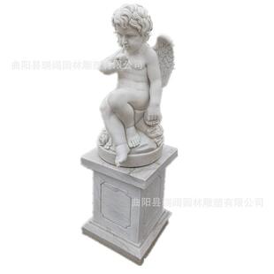 石雕欧式小天使丘比特小孩雕像汉白玉西方人雕塑家庭景观园林摆件