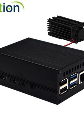 树莓派4 金属外壳 raspberry pi 4B 主板铝合金盒子 内置散热风扇