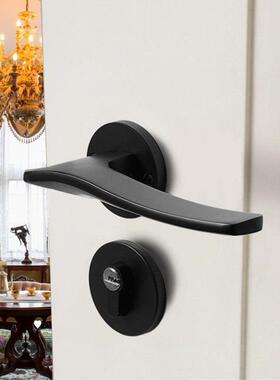 卧室门锁分体锁黑色家用通用型木门锁室内简约房门锁静音磁吸式锁