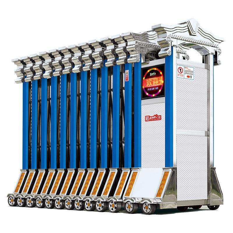 伸缩屏风大门 佛山厂家防盗铝合金自动门 工厂不锈钢电动伸缩门