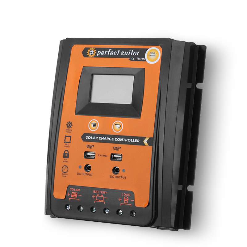外贸爆款 70A光伏发电控制器PWM12V24V太阳能充电控制器带双DC口