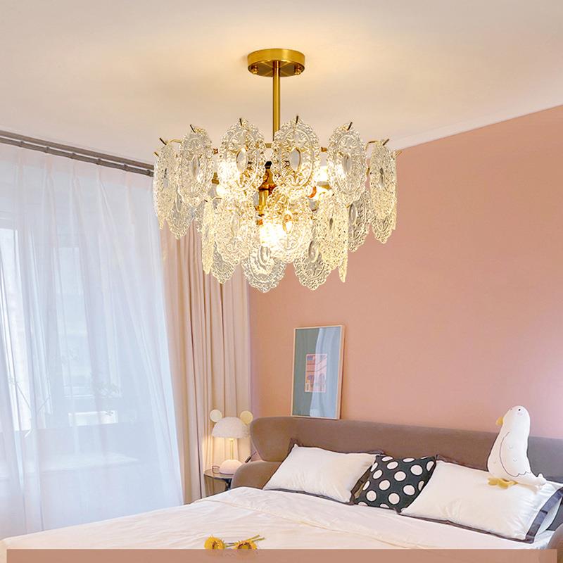 法式客厅吊灯复古轻奢珍珠水晶现代简约餐厅卧室房间灯具广东中山