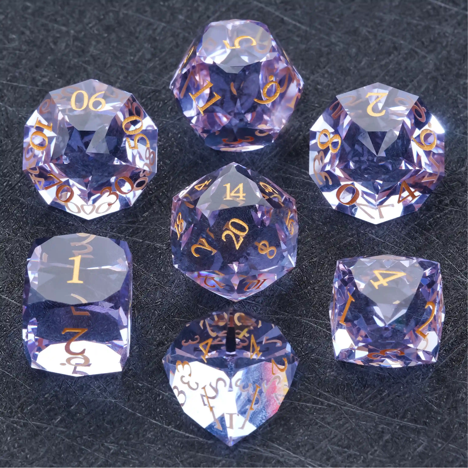 钻石多切面原创幻彩紫水晶DND骰子克苏鲁跑团TRPG coc骰子桌游件