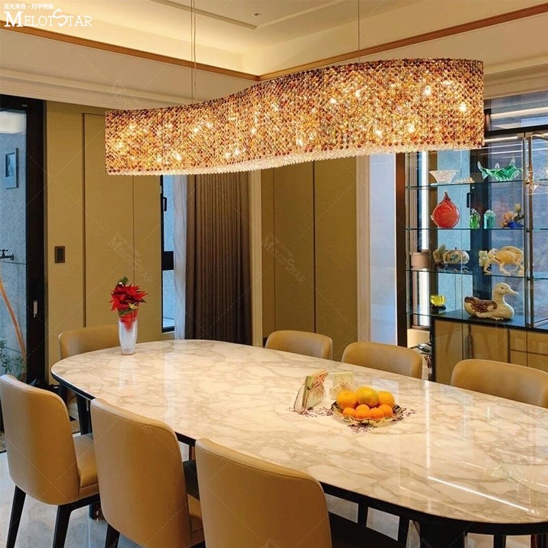 意大利现代轻g奢饭厅餐厅吊灯创意S形别墅岛台吧台埃及进口水晶灯