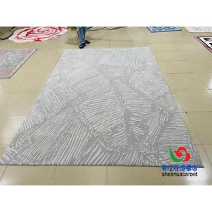 现代简约灰色长方形格子中式手工腈纶客厅茶几沙发地毯卧室床前毯