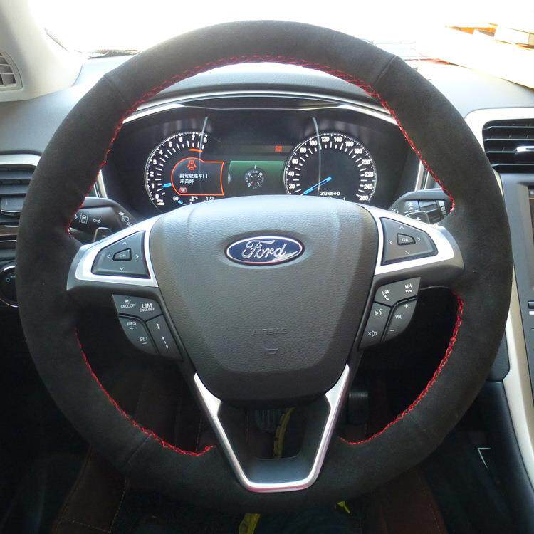 适用福特蒙迪欧手缝方向盘套翻毛反绒汽车方向盘套厂家
