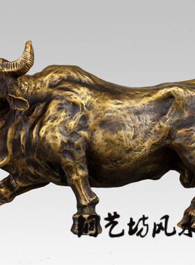室办公桌转牛全铜艺坊 铜牛摆件客厅牛生乾坤铜工艺肖招财装饰品