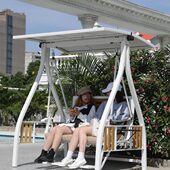 可躺庭院摇椅家用吊篮阳台吊椅户外秋千双人铝合金休闲室外荡秋千