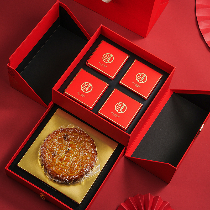 2025新款月h饼礼盒包装盒双层8粒装 中秋高档1/2斤大月饼礼品空盒