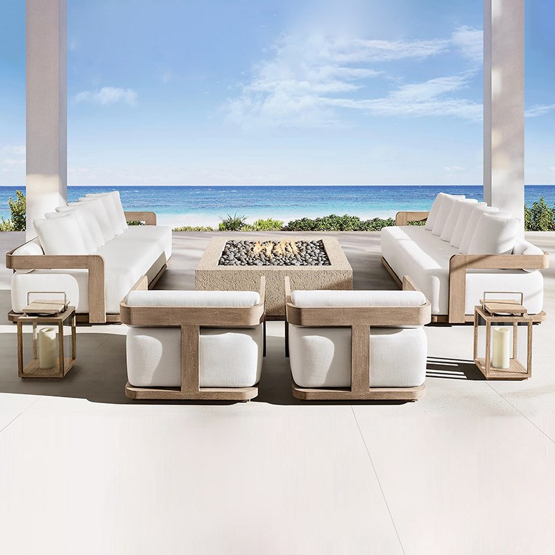 户外柚木桌椅f庭院别墅酒店阳台防雨防腐家具室外花园实木沙发组