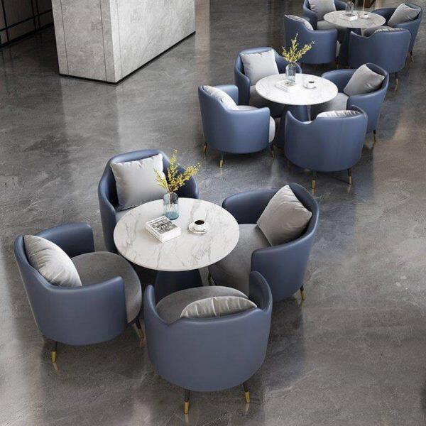 现代单人沙发休闲会客接待洽谈桌椅组合轻奢休息区酒店售楼处商务