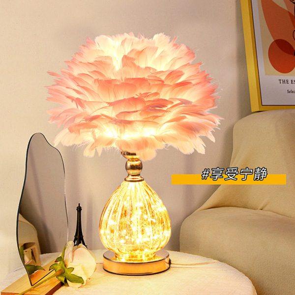 北欧创意简约羽毛球台灯现代艺术卧室床头温馨网红少女粉色装饰灯,家装灯饰光源,装饰台灯,淘宝优惠券,粉丝福利购,淘宝优惠卷