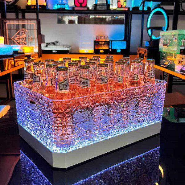 升级款冰纹酒框酒吧发光冰桶KTV派对创意亚克力啤酒框防摔香槟桶