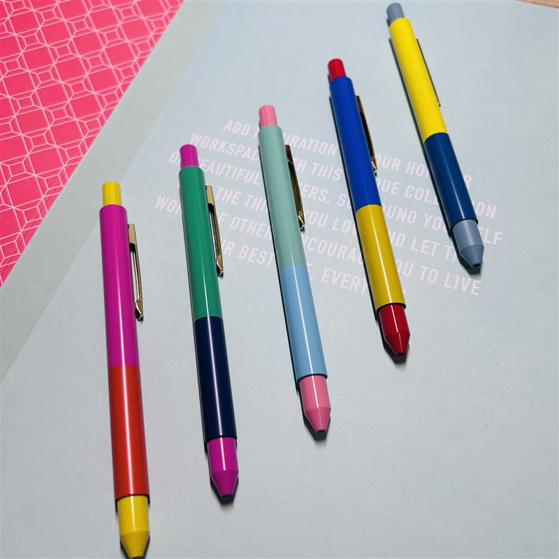 一合按动0.7mm圆珠笔蓝色原子笔简约金属笔学生V用笔办公用品笔