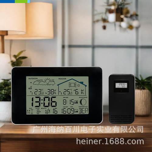 创意多功能数字显示天气预报电子钟室内室外温湿度计气象站