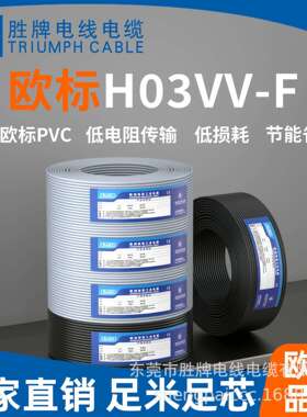 欧规认证电源线H03VV-F 2*0.5PVC红黑芯线软护套线厂家现货直销