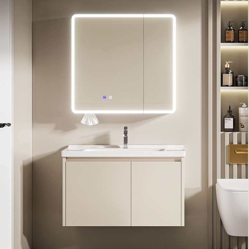 奶油风蜂窝铝卫生间陶瓷一体浴室镜柜储物柜挂墙式带梳妆镜抽纸孔,电子元器件市场,其它元器件,淘宝优惠券,粉丝福利购,淘宝优惠卷