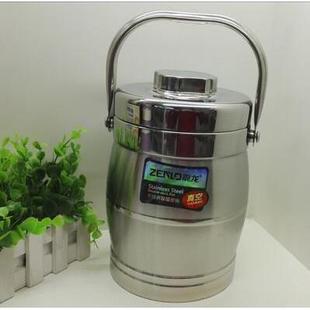 震龙传祺不锈钢双层真空保温提锅保温桶饭盒便当盒鼓形1.6L 2.2L