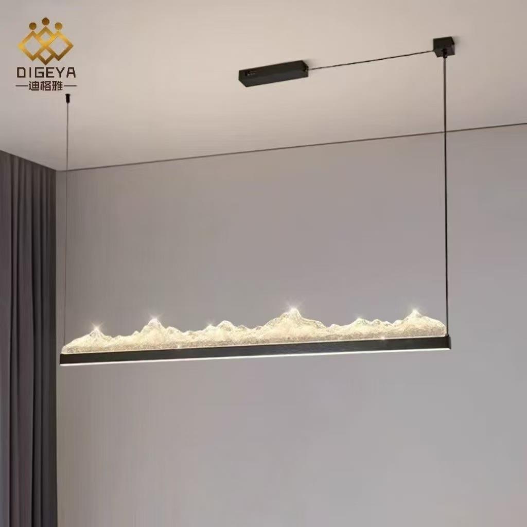 迪格雅意式轻奢创意餐厅吧台冰山主灯现代简约饭厅一字长条吊灯具