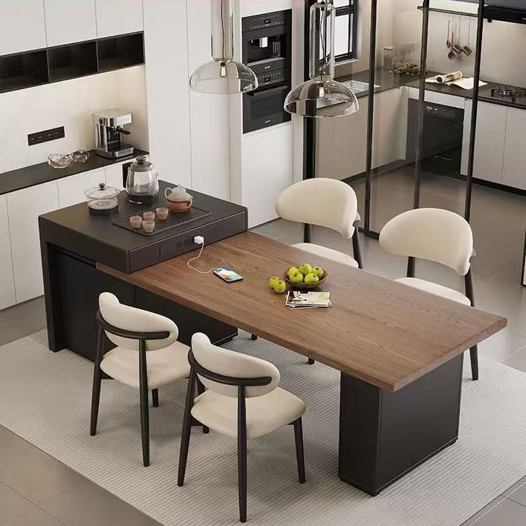 2025意式极简餐桌岛台餐桌可伸缩长方形轻奢多功能餐桌拉伸餐桌