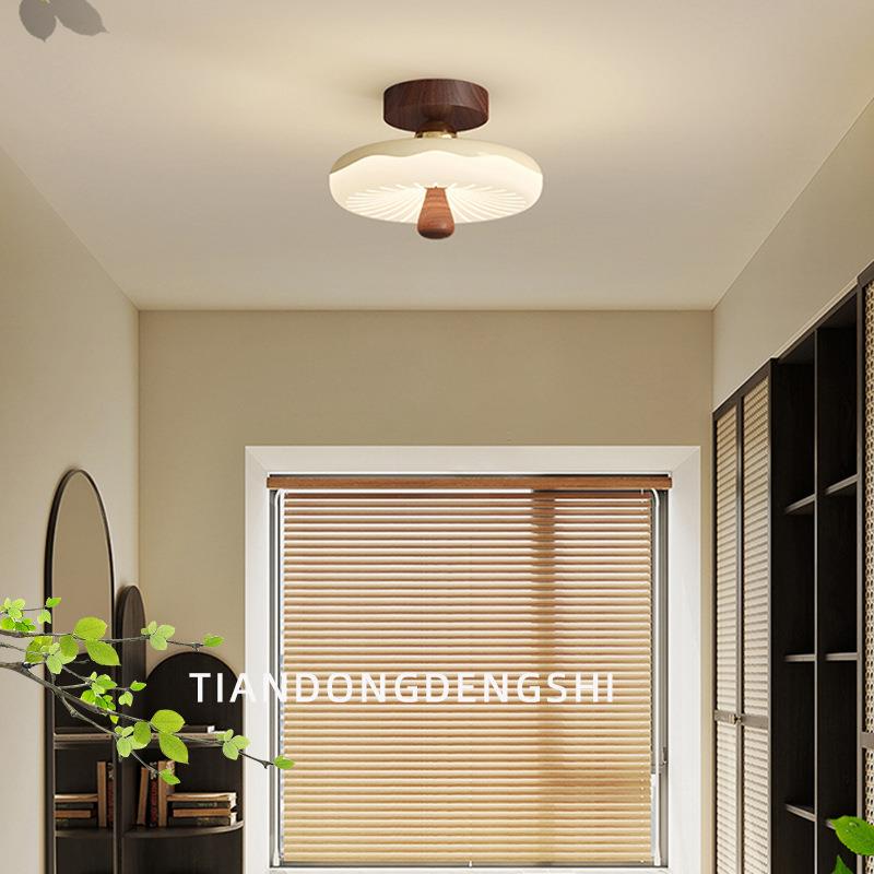 过道灯中古风玻璃吸顶灯走廊过道玄关卧室灯吊灯法式奶油风装饰灯