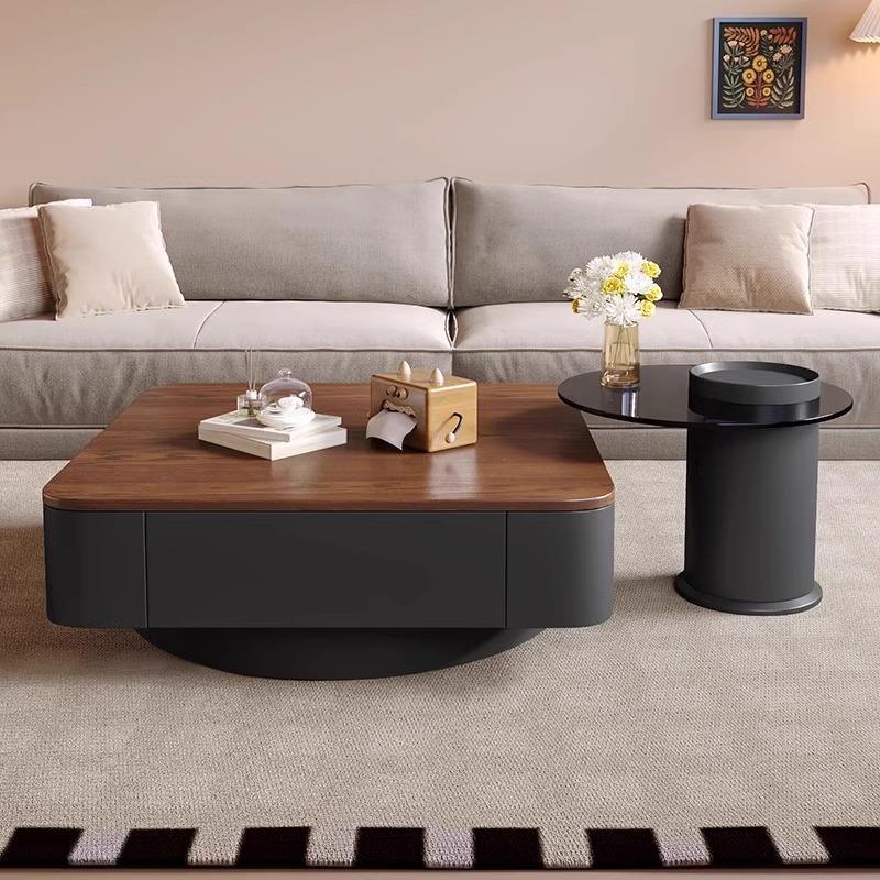 中古风轻奢高级实木子母茶几组合现代简约客厅家用创意小户型边几