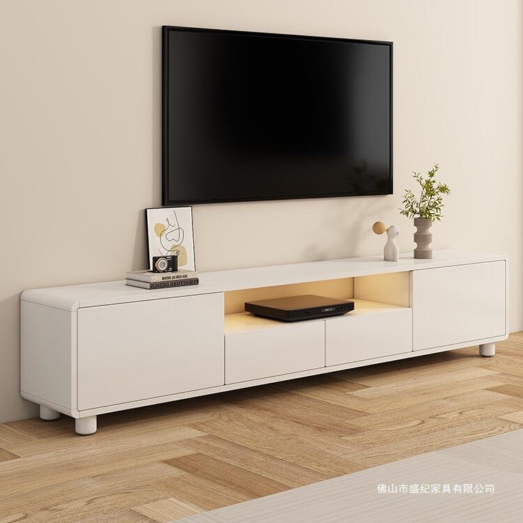 实木电视柜现代简约储物柜茶几组合奶油风小户型电视柜客厅落地柜