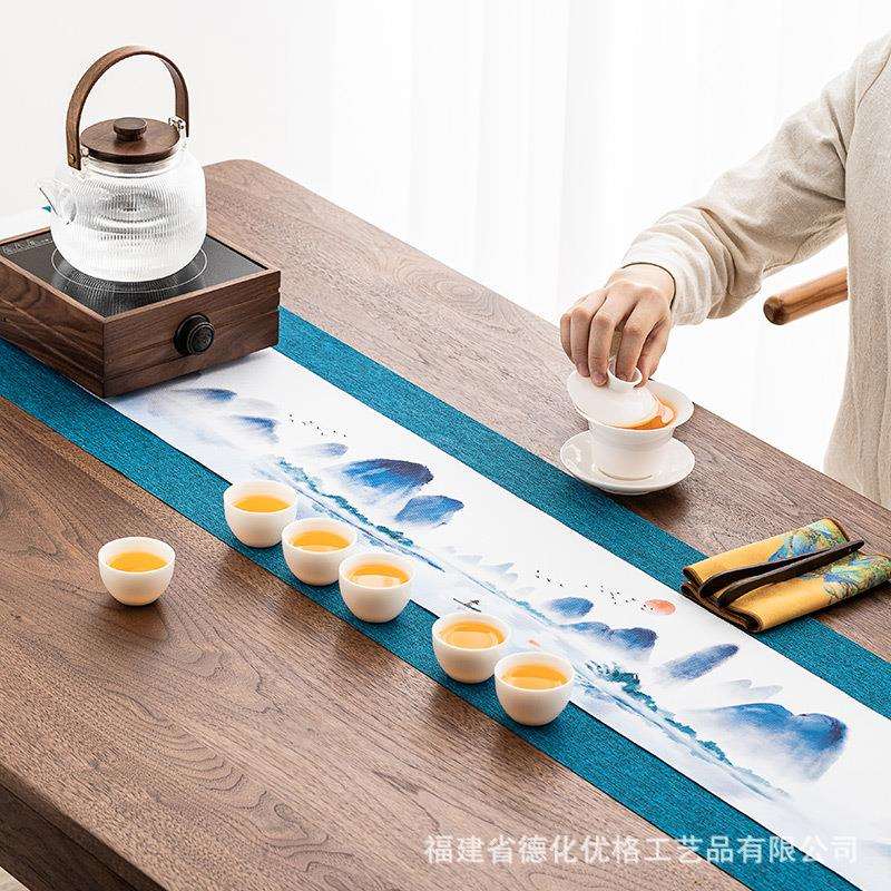 印象中国系列防水茶席套装禅意中式麻布布艺茶台茶桌布茶道茶垫子