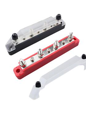 房车7路红黑色对装汇线排 4接线柱+3接线螺丝 150A大电流汇流排